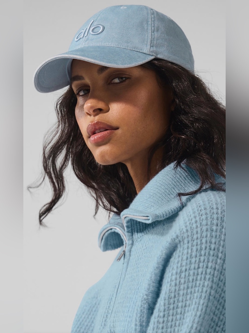 NEW! ALO Washed Off-Duty Cap - Light Denim